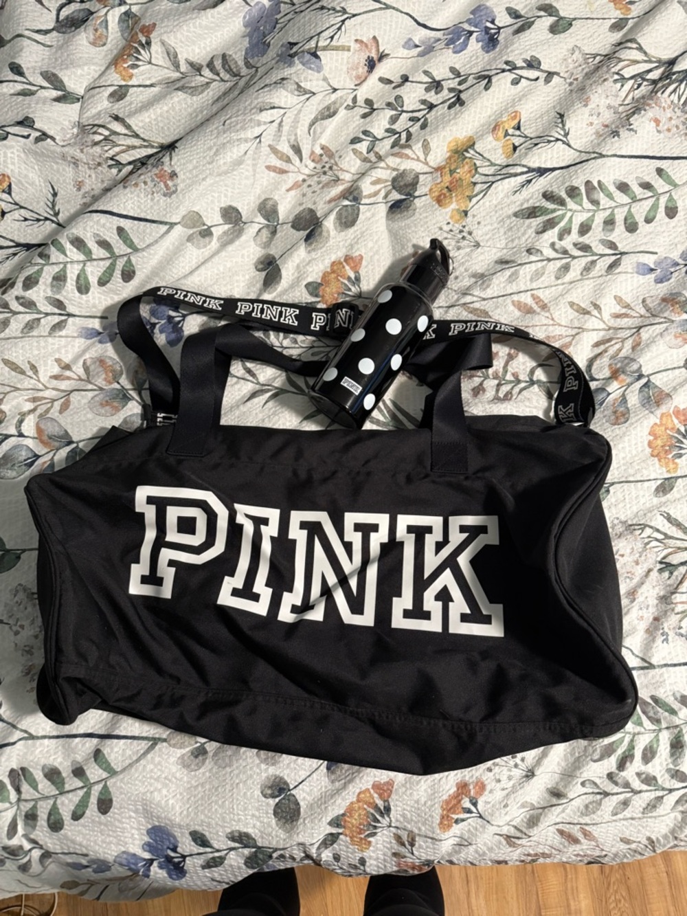 PINK Victoria's Secret Black Logo Duffle Bag